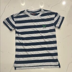 Cat & Jack Navy and White Striped Tee with Green Dino Accent